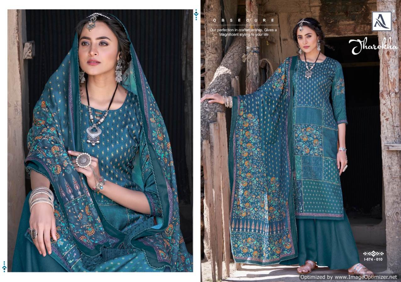 Alok Jharokha Pure Wool Pashmina Designer Party Wear Dress Material